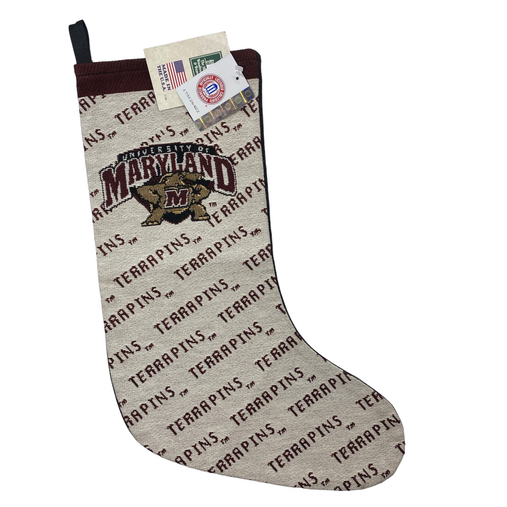 Maryland Terrapins Christmas Stocking Woven Tapestry Manual Woodworkers NWT